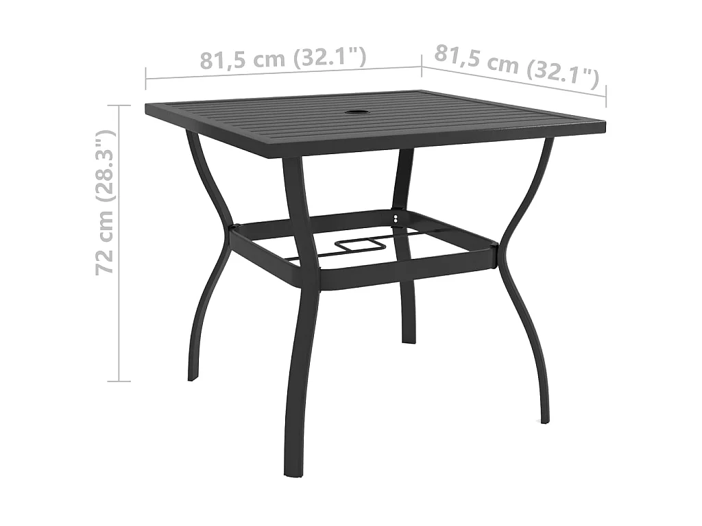 Tavolo da Giardino Antracite 81,5x81,5x72 cm in Acciaio