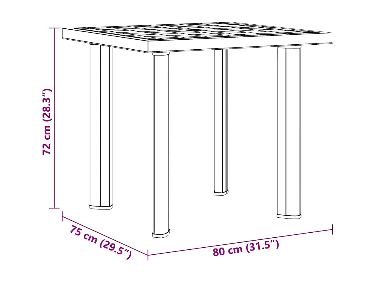 Tuintafel 80x75x72 cm kunststof groen