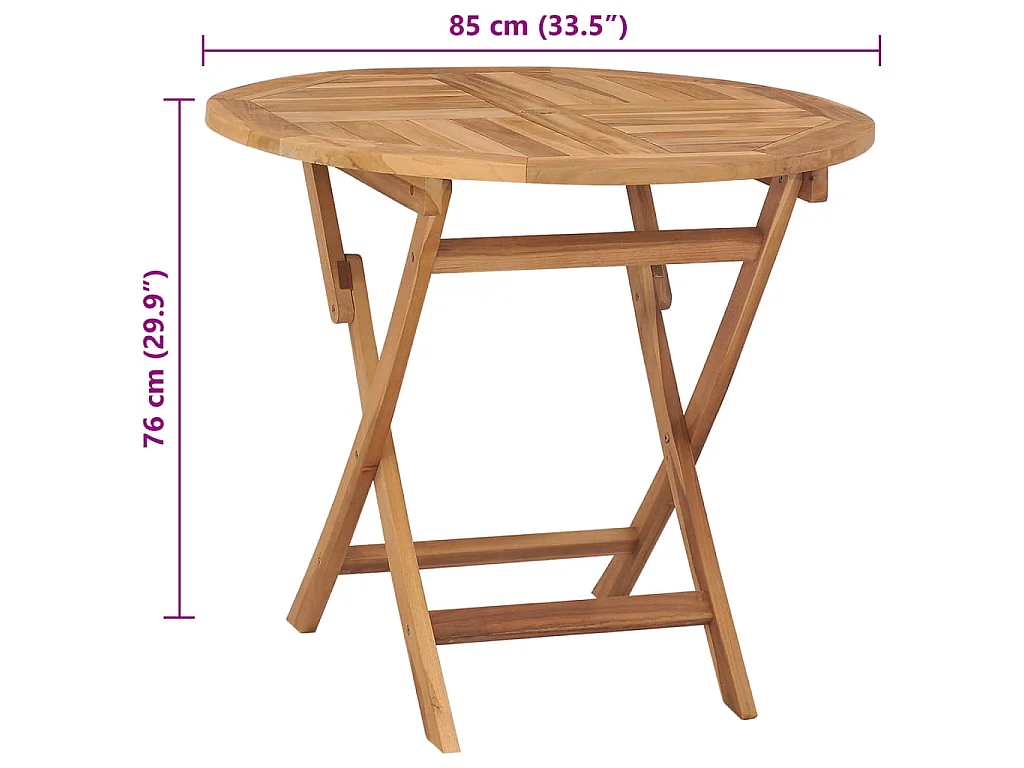 Table pliable de jardin 85x76 cm Bois de teck solide