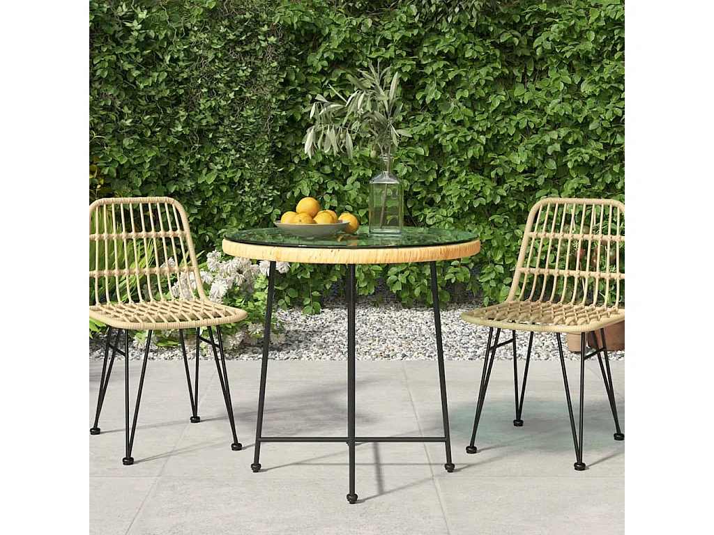 Table de salle à manger Ø80 cm Verre trempé et acier