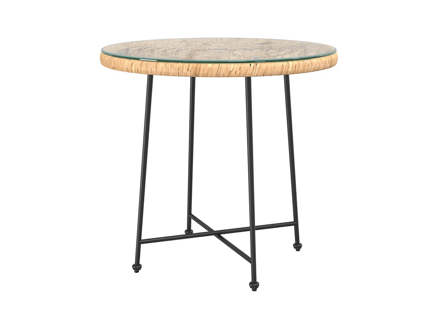 Eettafel Ø80 cm gehard glas en staal