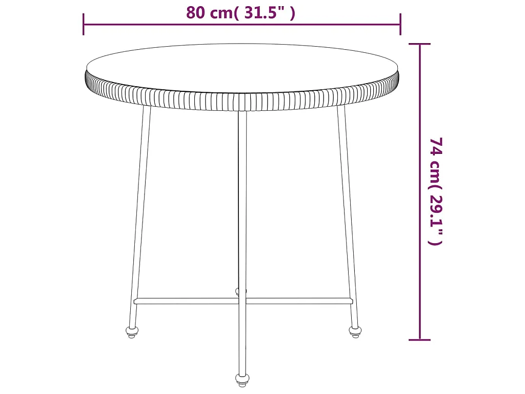 Esstisch Ø80 cm Hartglas und Stahl