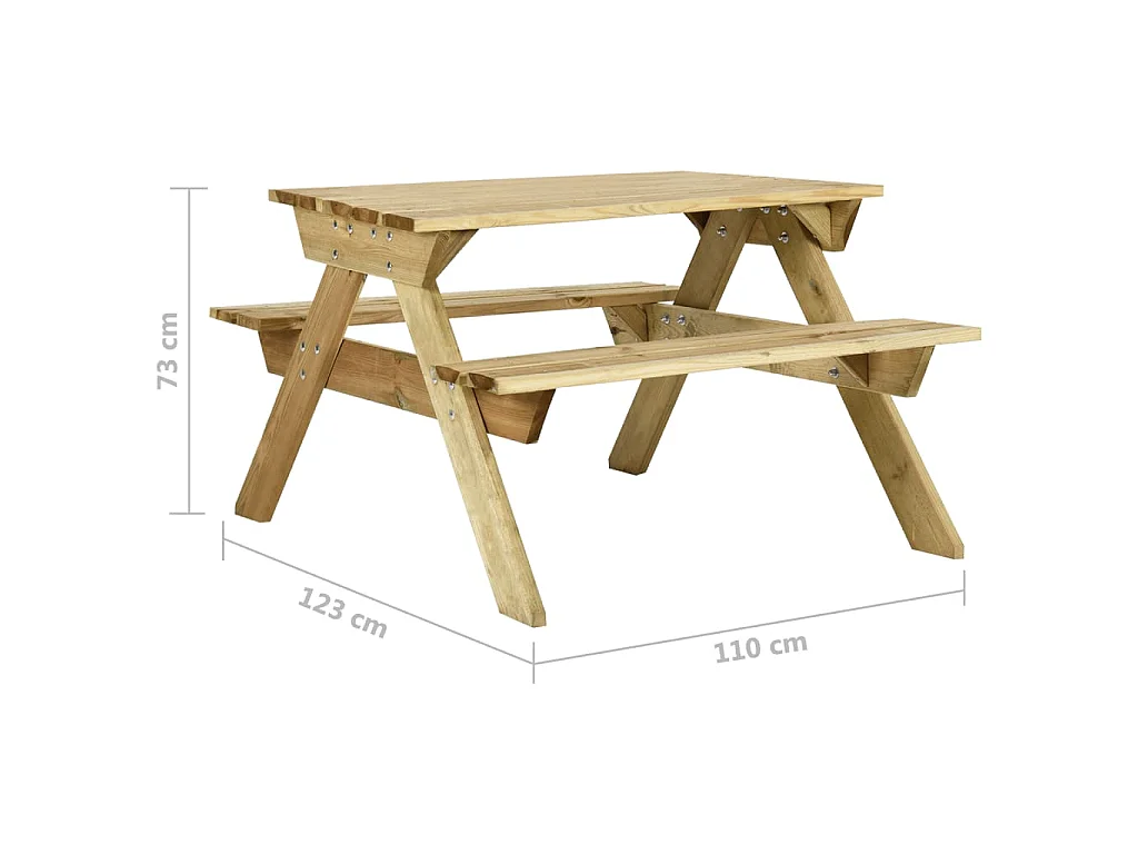 Picknicktafel met banken 110x123x73 cm geïmpregneerd grenenhout