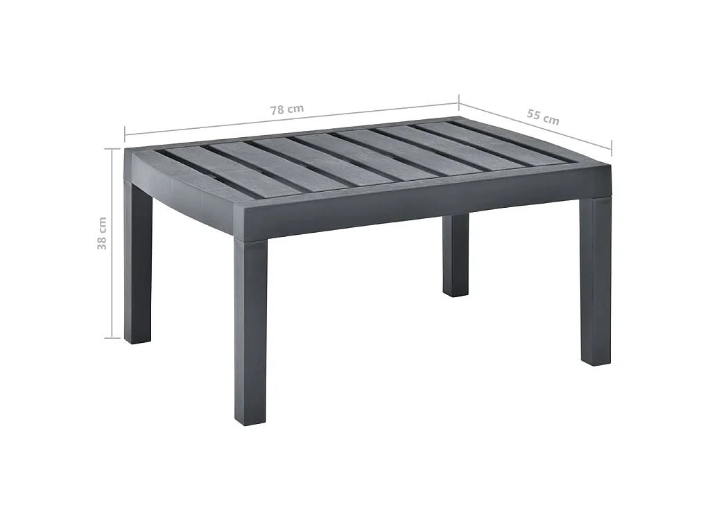 Gartentisch Anthrazit 78x55x38 cm Kunststoff