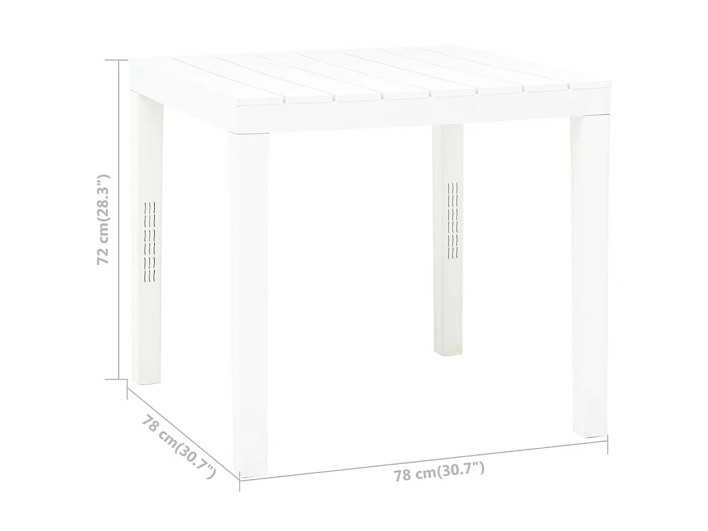 Tuintafel 78x78x72 cm kunststof wit