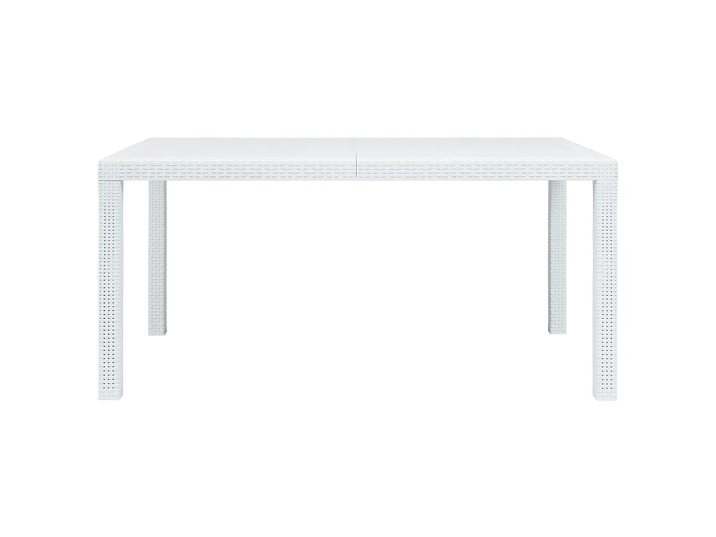 Gartentisch Weiß 150x90x72 cm Kunststoff Rattan-Optik