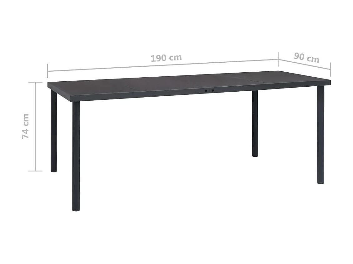 Tuintafel 190x90x74 cm staal antracietkleurig