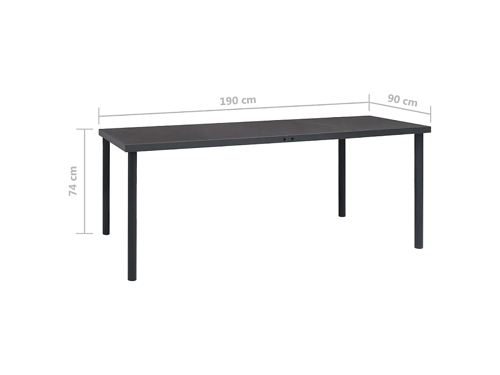 Tuintafel 190x90x74 cm staal antracietkleurig