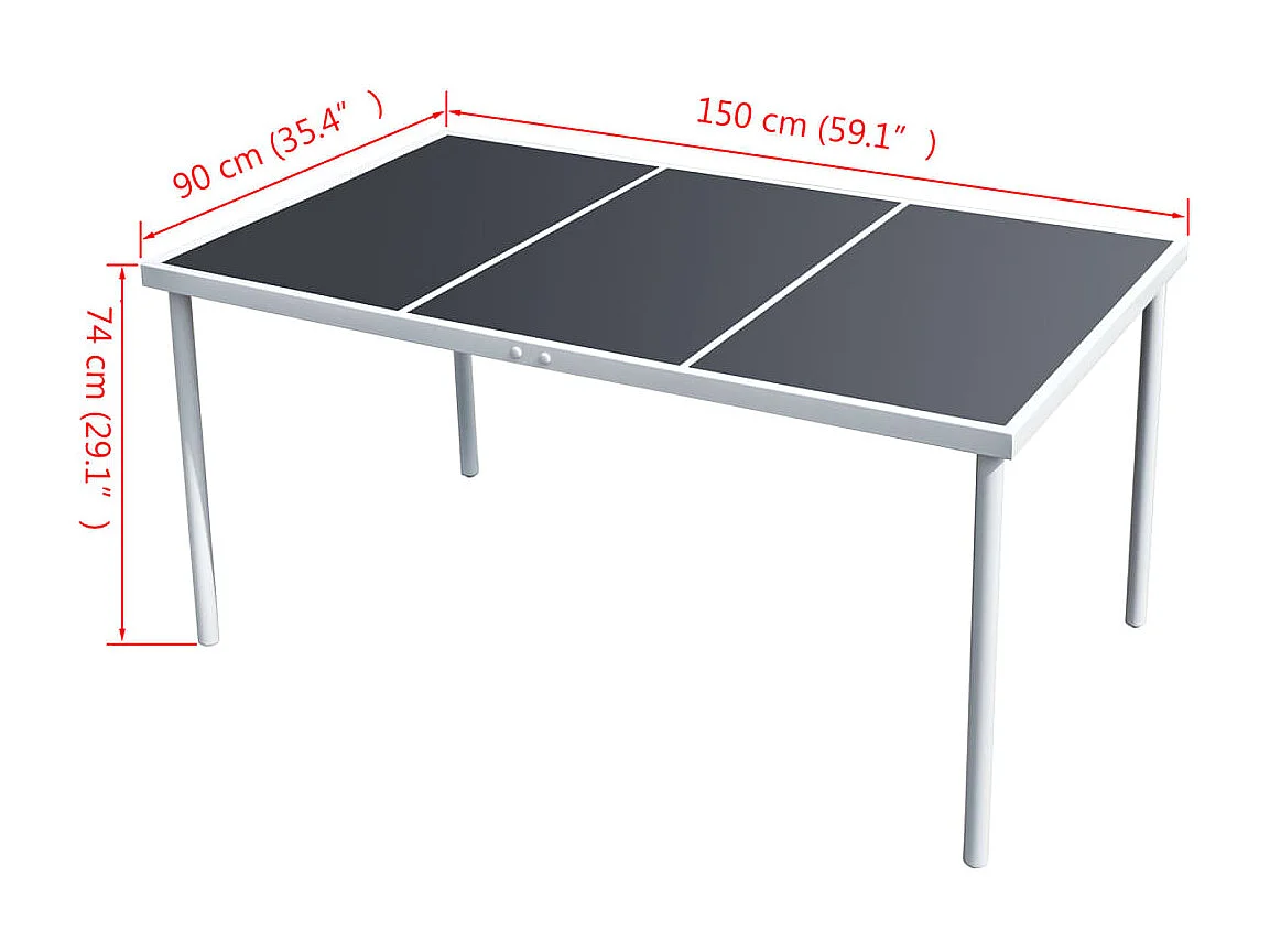 Tuintafel 150x90x74 cm staal zwart