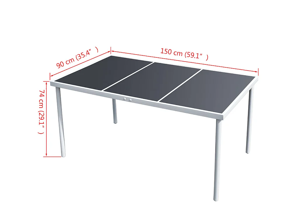 Gartentisch 150x90x74 cm Schwarz Stahl