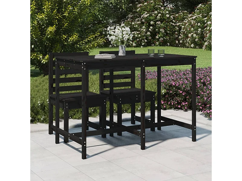 Mesa de jardín madera maciza pino negro 159,5x82,5x110 cm