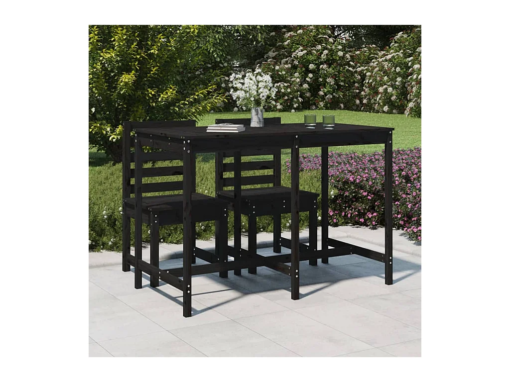 Mesa de jardín madera maciza pino negro 159,5x82,5x110 cm