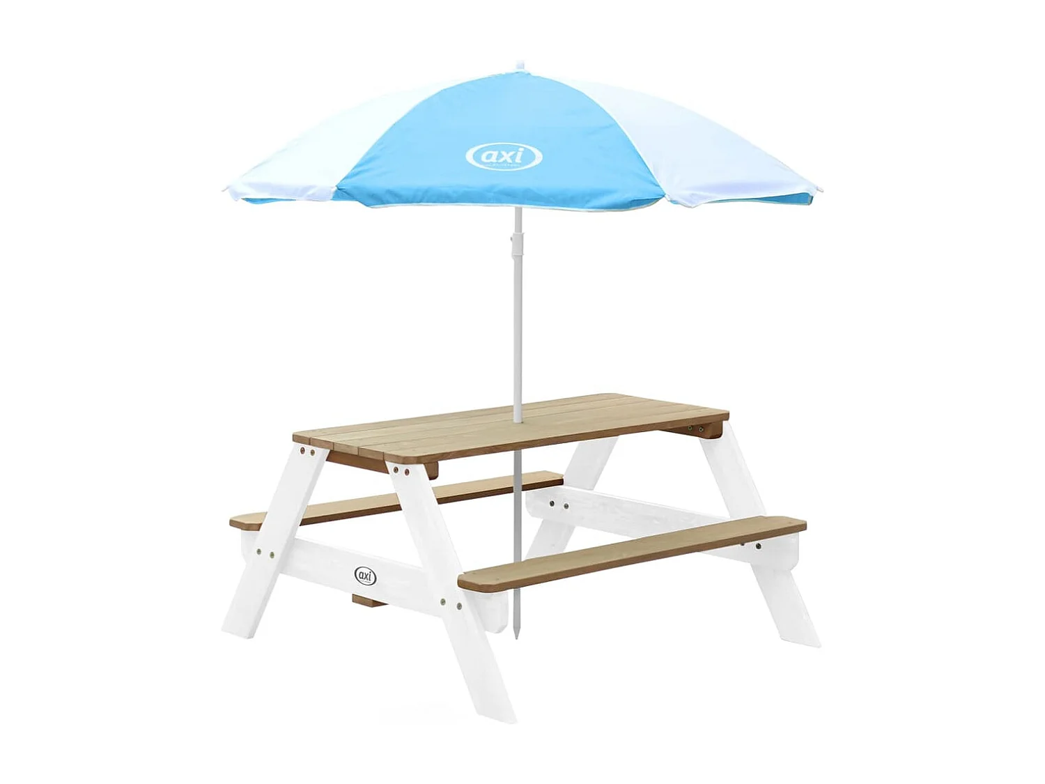 Table de pique-nique pour enfants Nick et parasol Marron et blanc