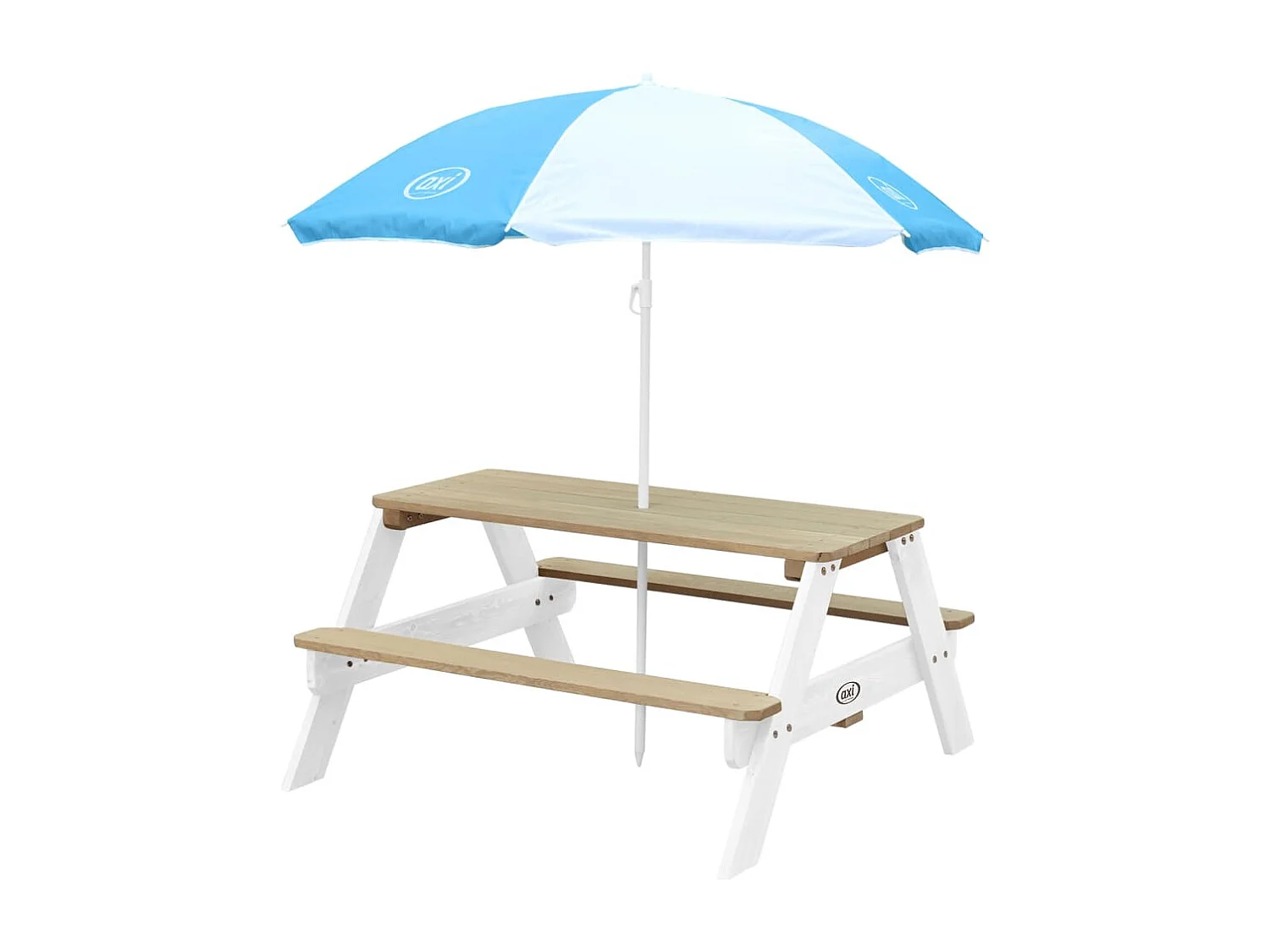 Table de pique-nique pour enfants Nick et parasol Marron et blanc