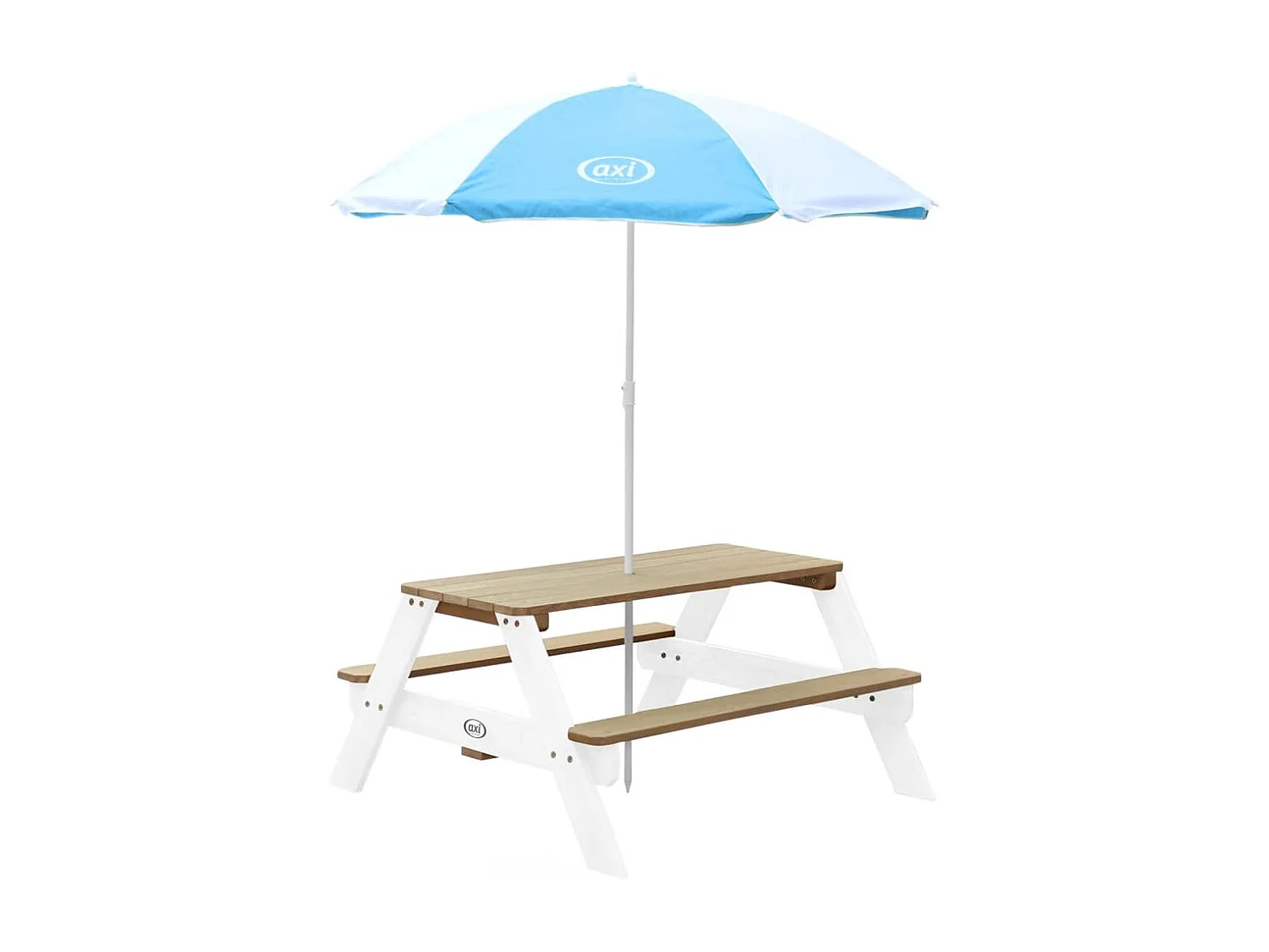 Table de pique-nique pour enfants Nick et parasol Marron et blanc
