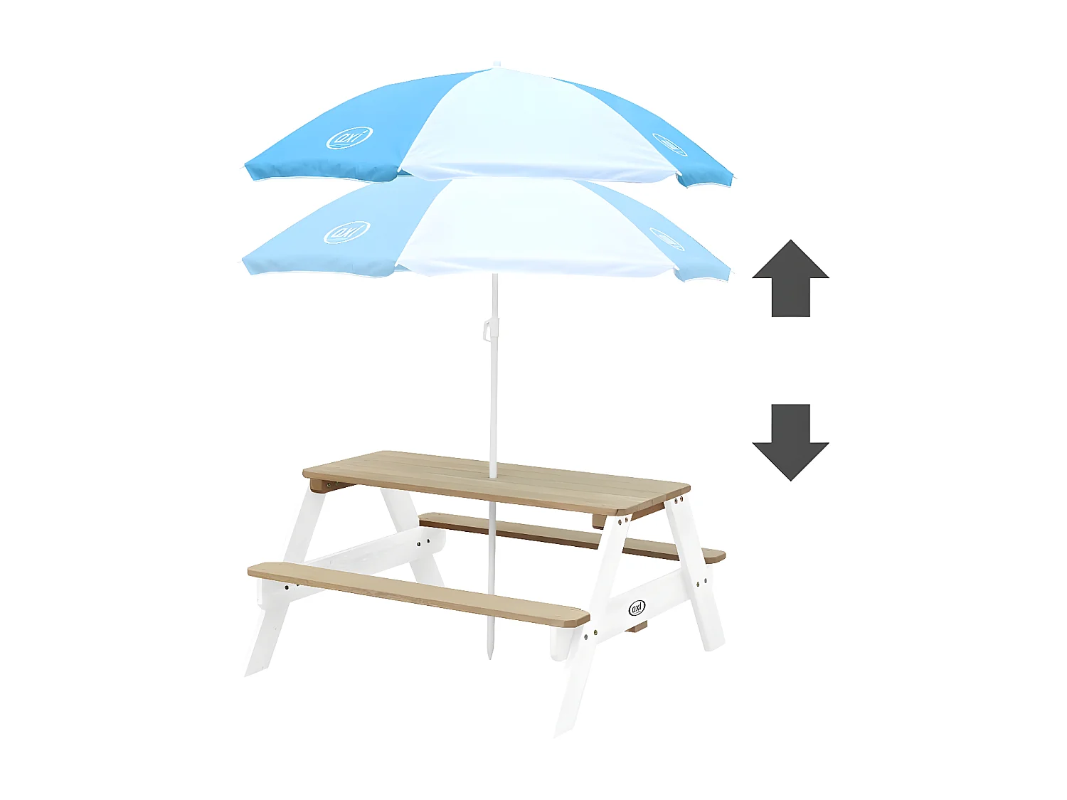 Table de pique-nique pour enfants Nick et parasol Marron et blanc