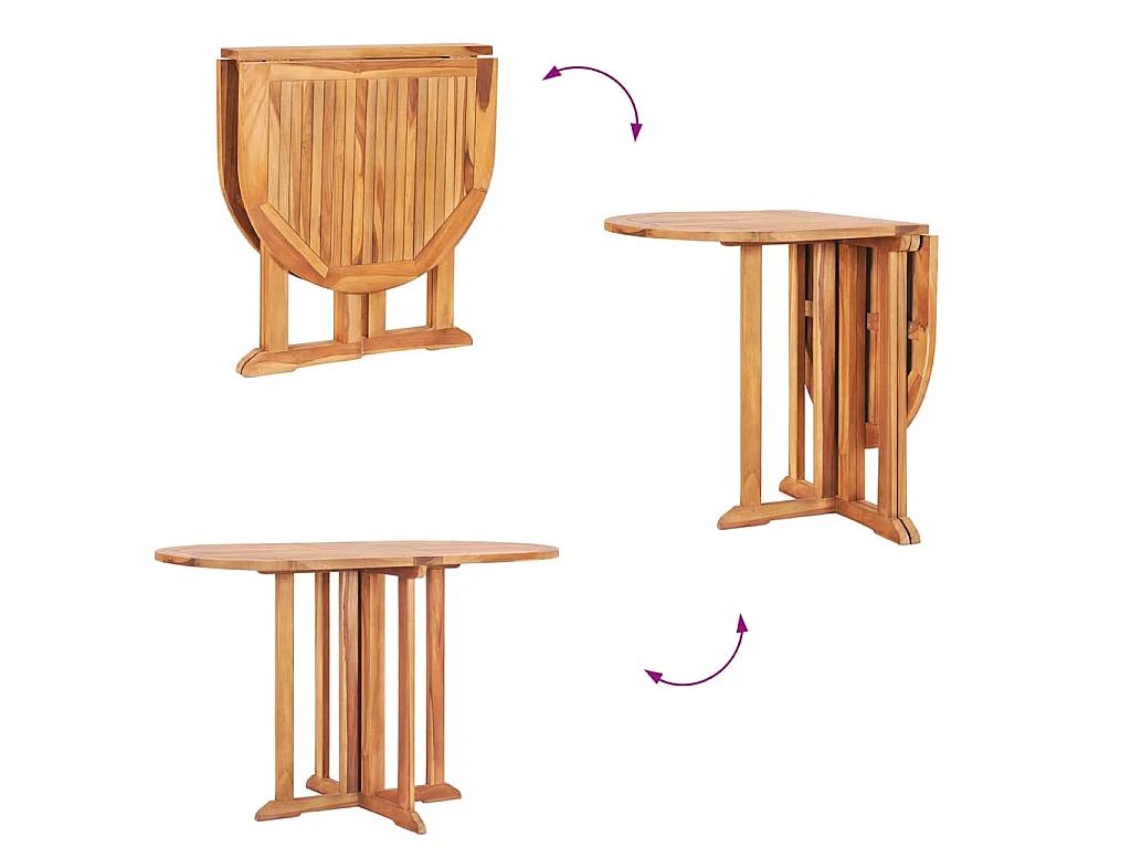 Table pliable de jardin papillon 120x70x75 cm Bois teck solide