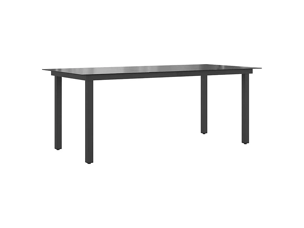 Gartentisch Schwarz 190x90x74 cm Aluminium und Glas