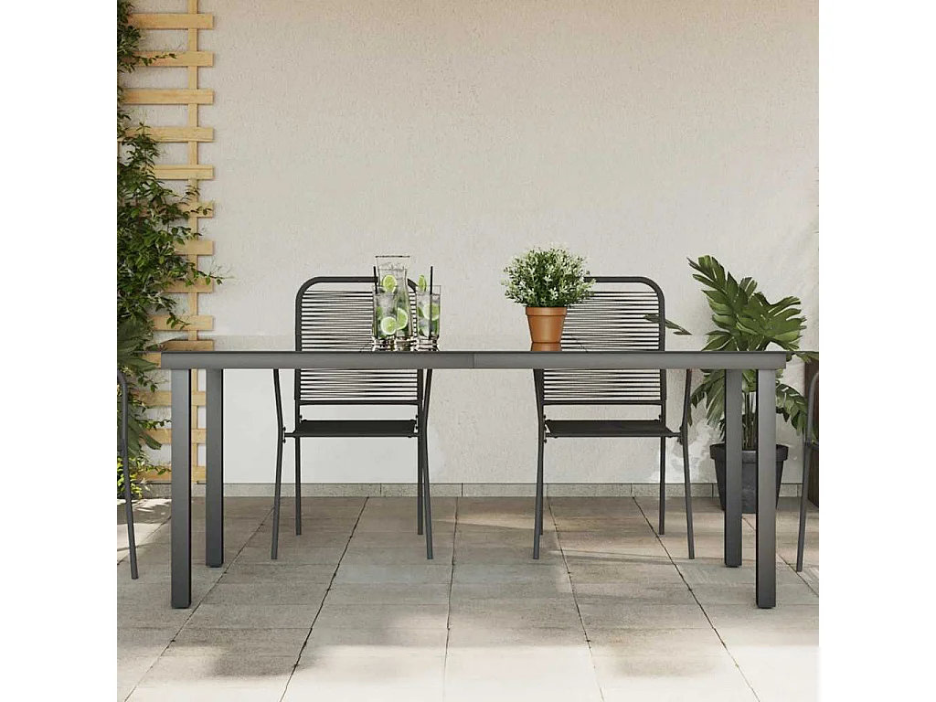 Gartentisch Schwarz 190x90x74 cm Aluminium und Glas