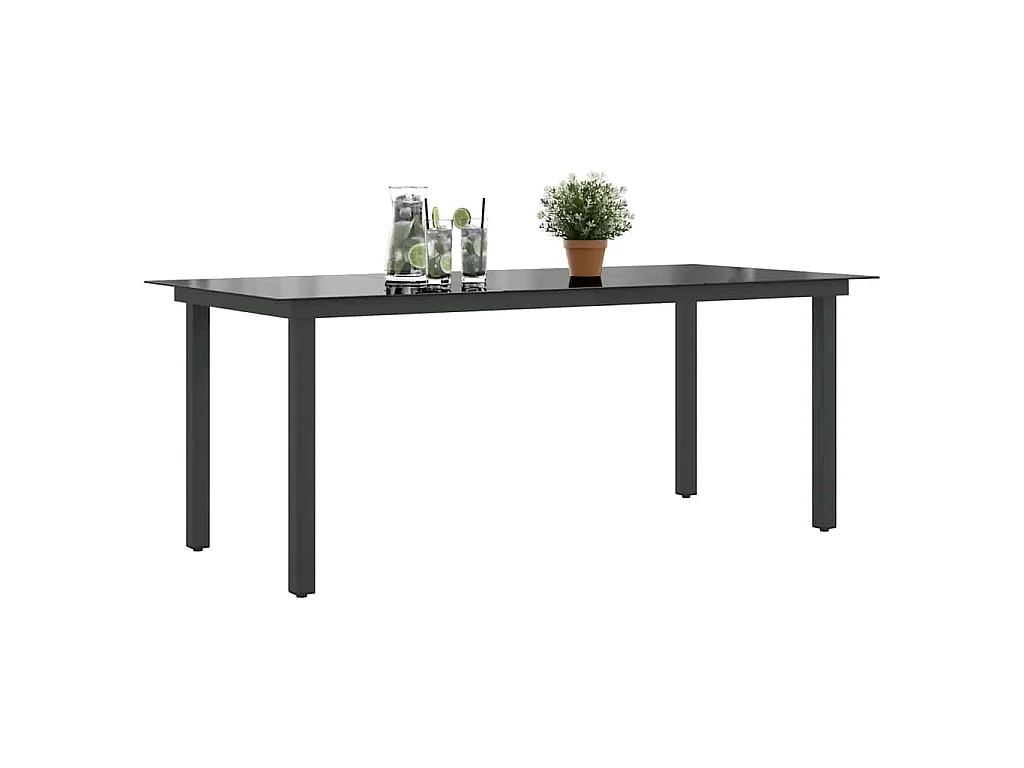 Gartentisch Schwarz 190x90x74 cm Aluminium und Glas