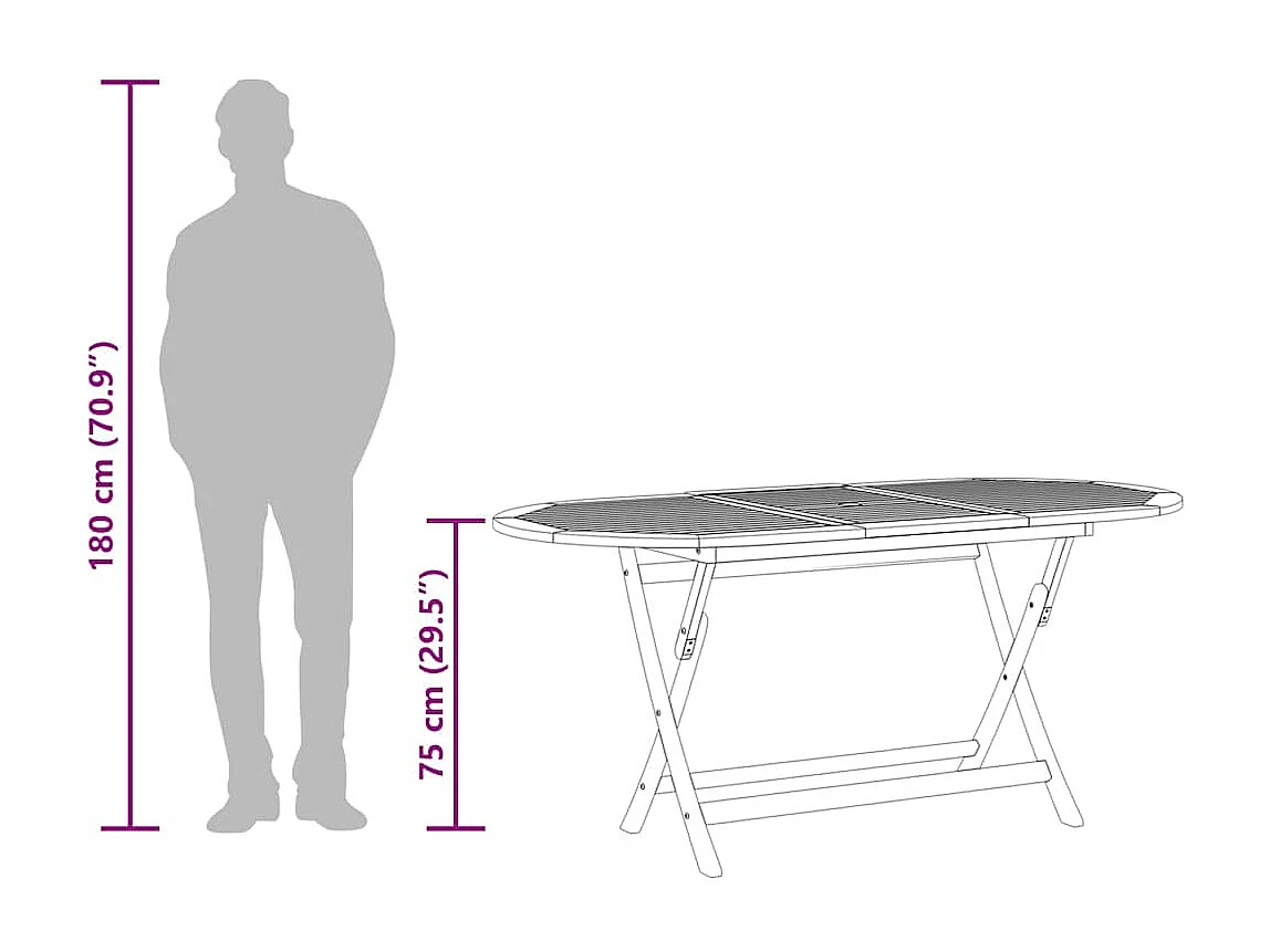 Table pliable de jardin 160x85x75 cm Bois d'eucalyptus massif