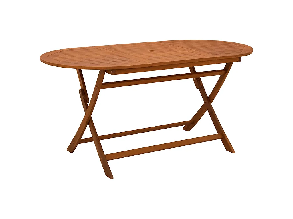 Mesa jardín plegable 160x85x75 cm madera maciza de eucalipto