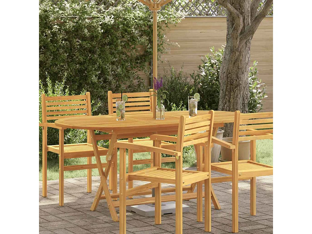Mesa jardín plegable 160x85x75 cm madera maciza de eucalipto