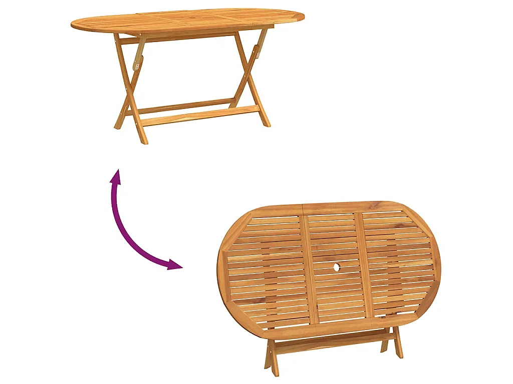 Mesa jardín plegable 160x85x75 cm madera maciza de eucalipto