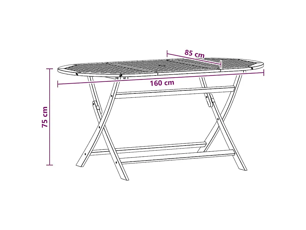 Table pliable de jardin 160x85x75 cm Bois d'eucalyptus massif
