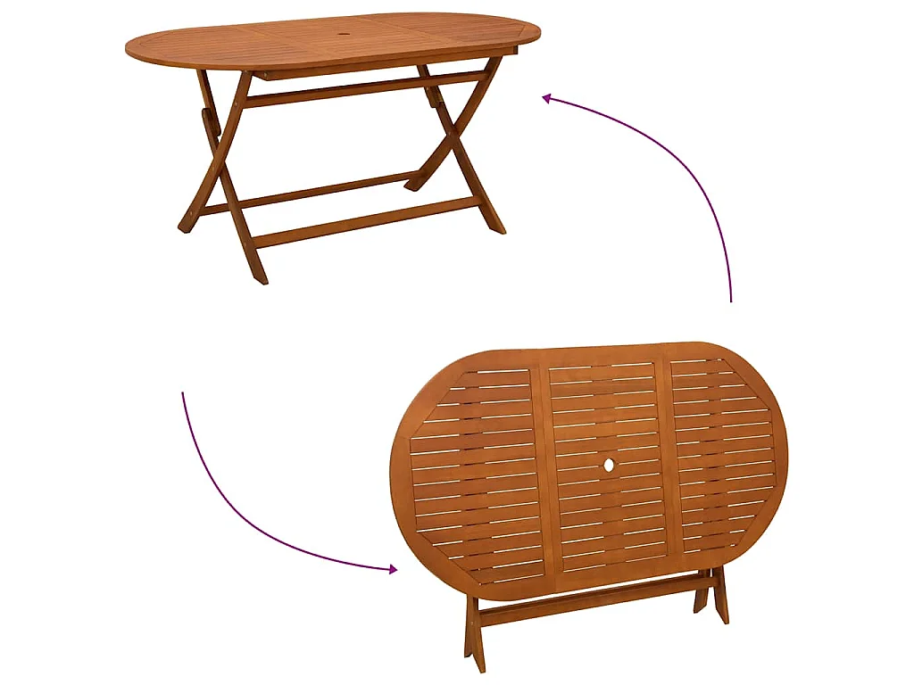 Table pliable de jardin 160x85x75 cm Bois d'eucalyptus massif