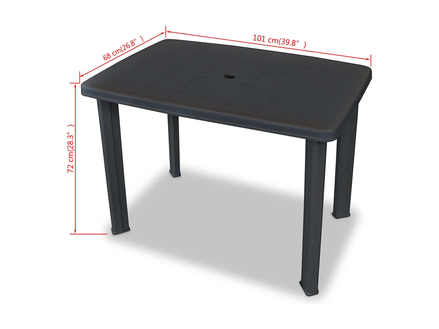 Gartentisch Anthrazit 101x68x72 cm Kunststoff