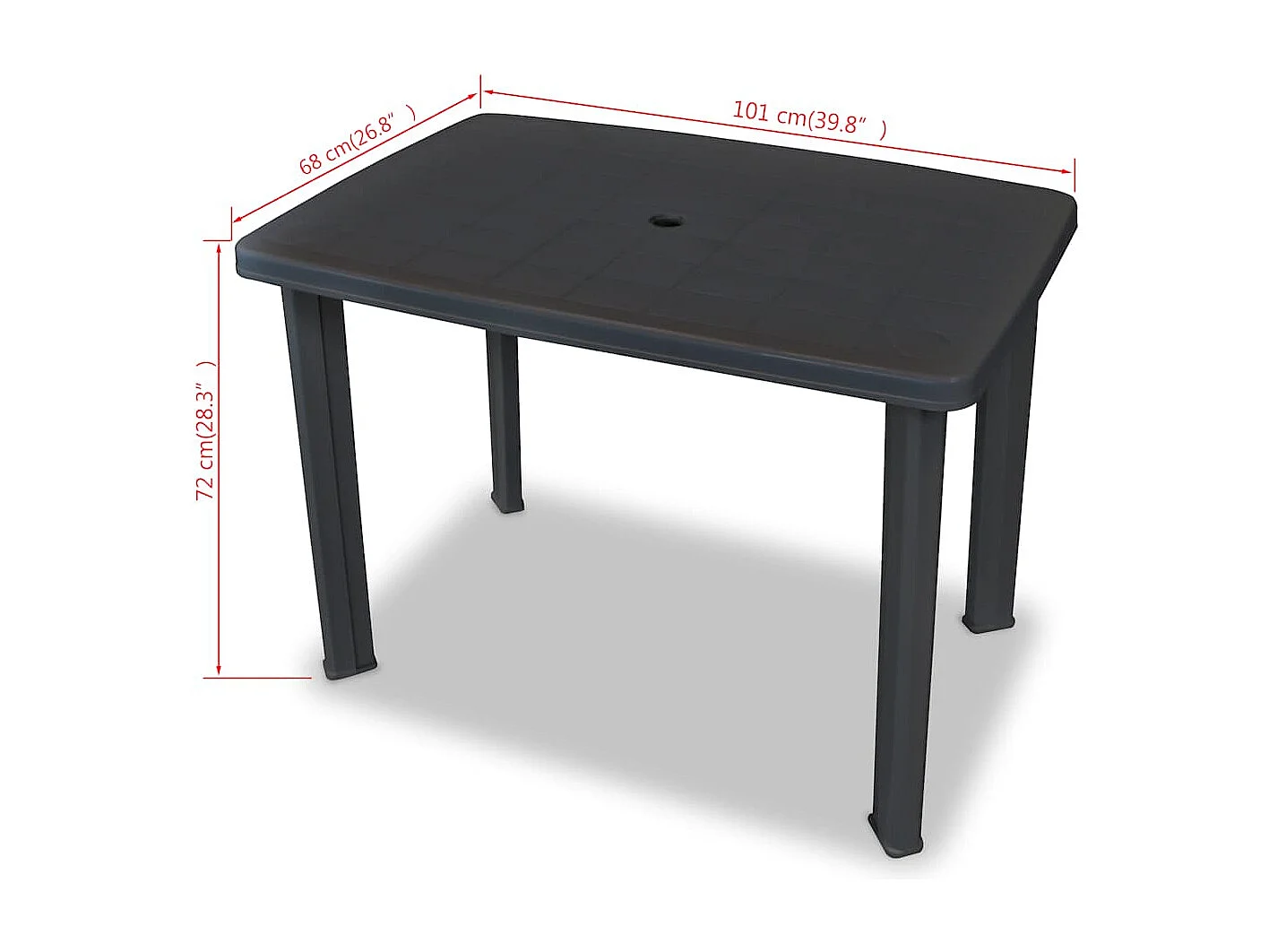 Tavolo da Giardino Antracite 101x68x72 cm in Plastica
