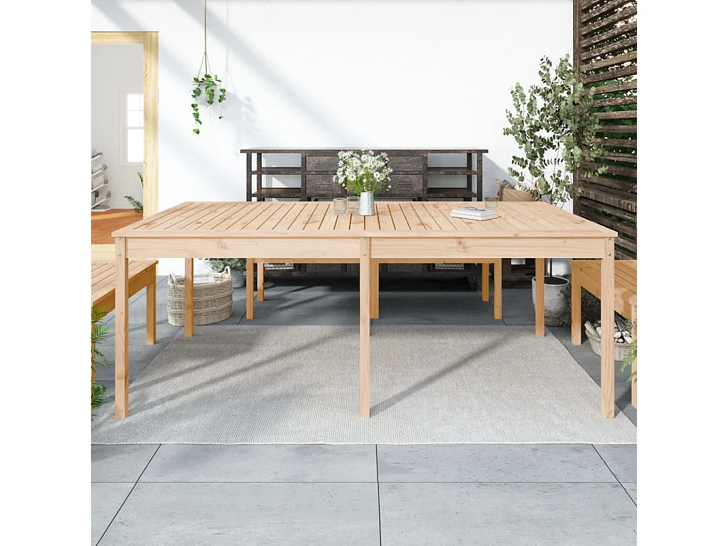 Mesa de jardín madera maciza de pino 203,5x100x76 cm