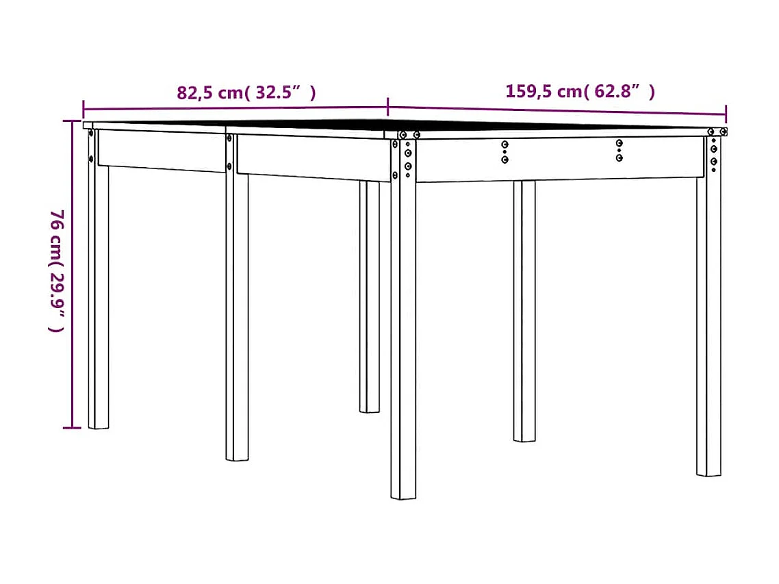 Tuintafel 159,5x82,5x76 cm massief douglashout