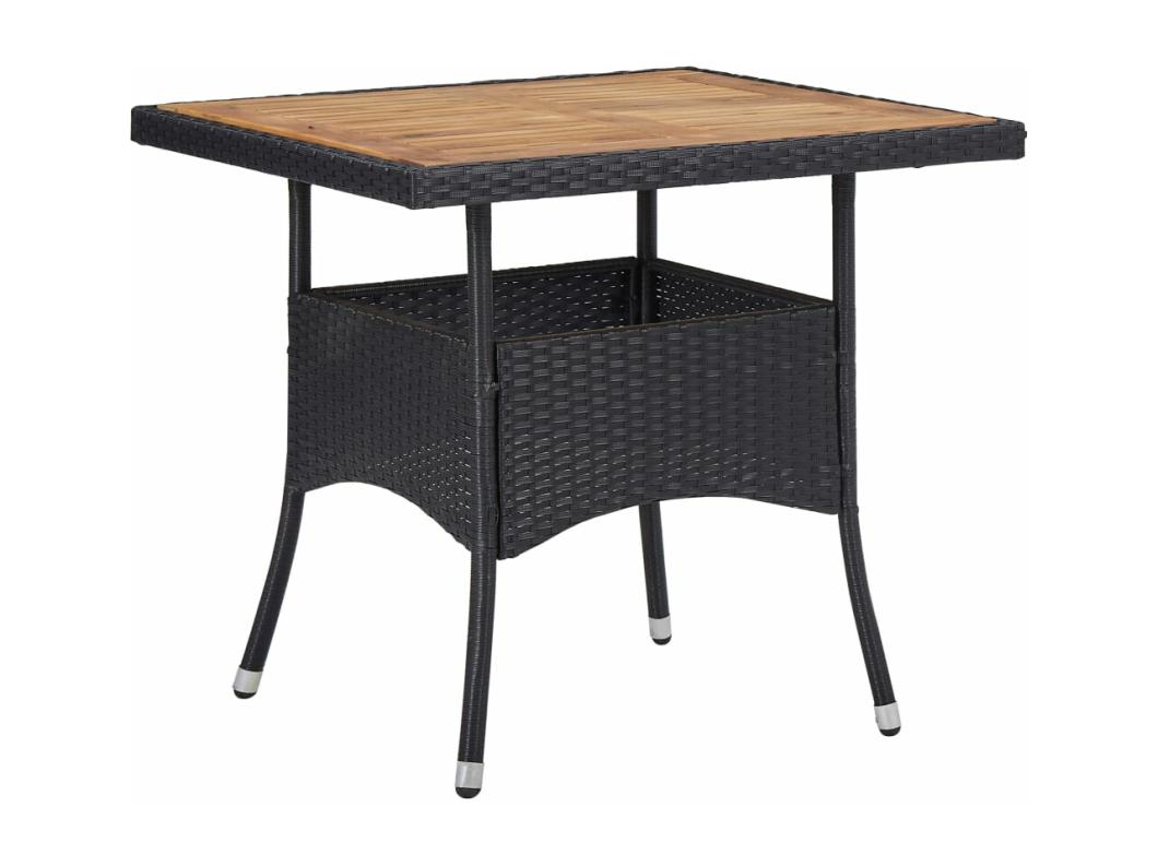 Tuintafel poly rattan en massief acaciahout zwart