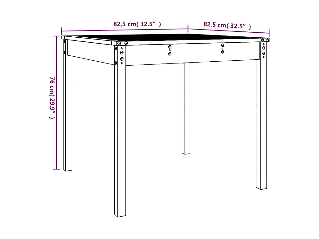 Gartentisch 82,5x82,5x76 cm Massivholz Douglasie