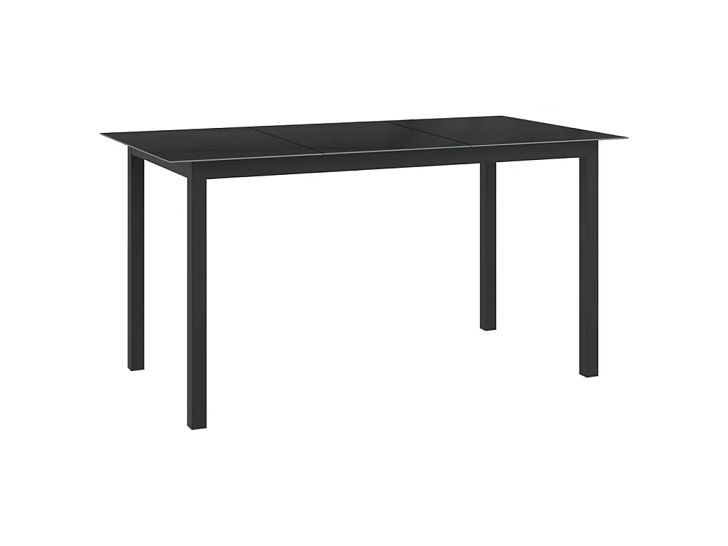 Tavolo da Giardino Nero 150x90x74cm in Alluminio e Vetro