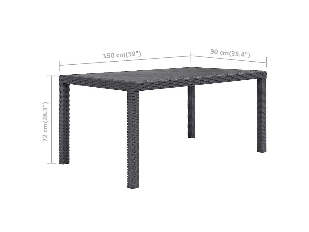 Table de jardin Marron 150x90x72 cm Plastique Aspect de rotin