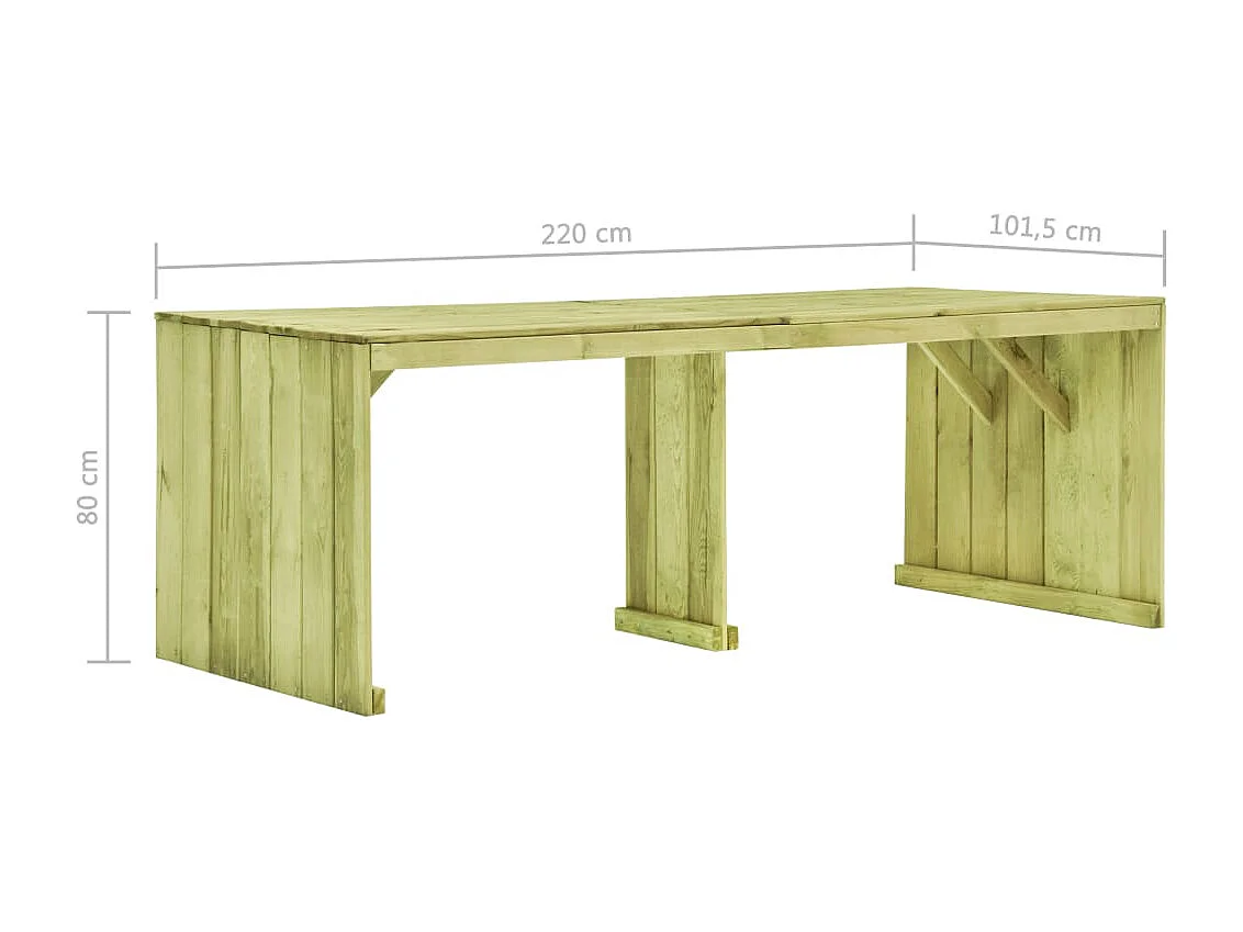 Tuintafel 220x101,5x80 cm geïmpregneerd grenenhout