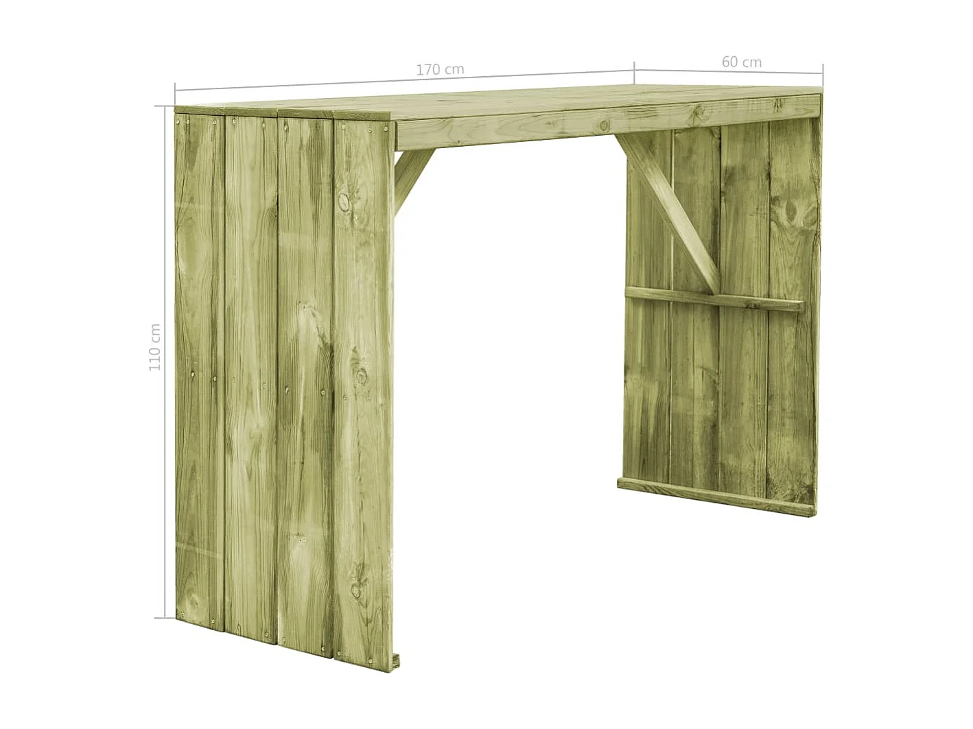 Bartisch 170×60×110 cm Imprägniertes Kiefernholz