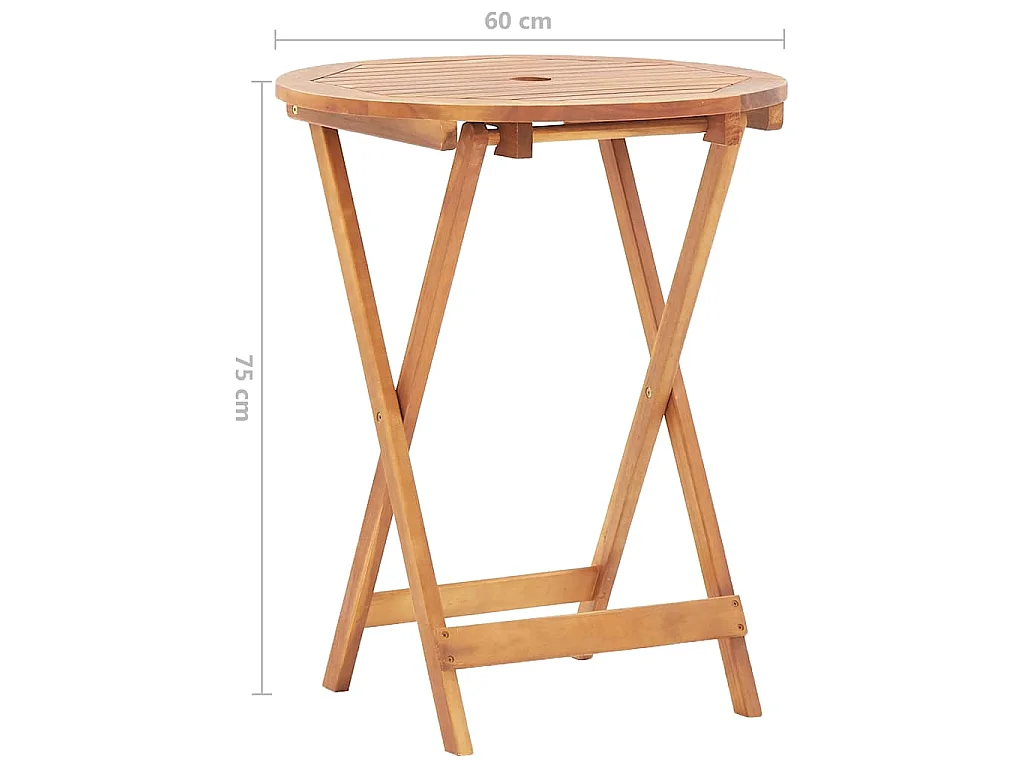 Table pliable de jardin 60x75 cm bois d'acacia massif