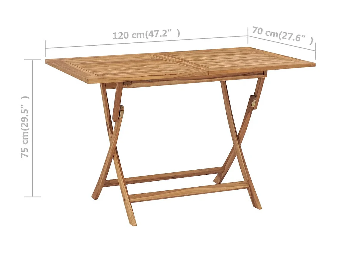 Mesa plegable de jardín madera maciza de teca 120x70x75 cm