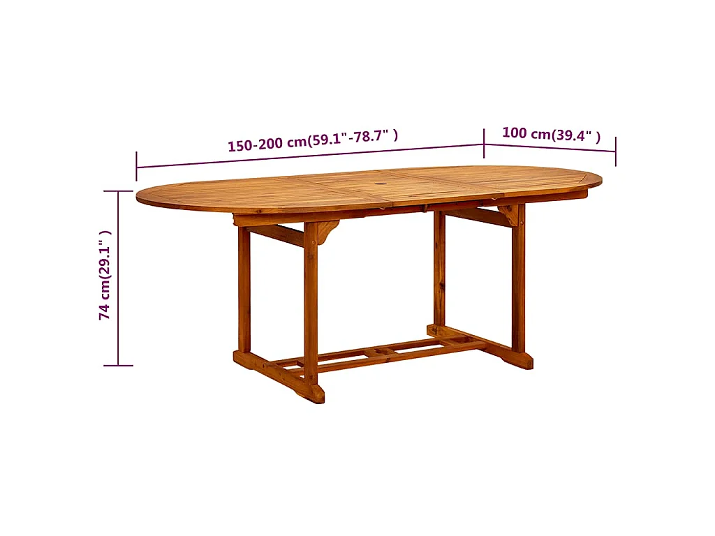 Table de jardin (150-200)x100x75 cm Bois d'acacia massif