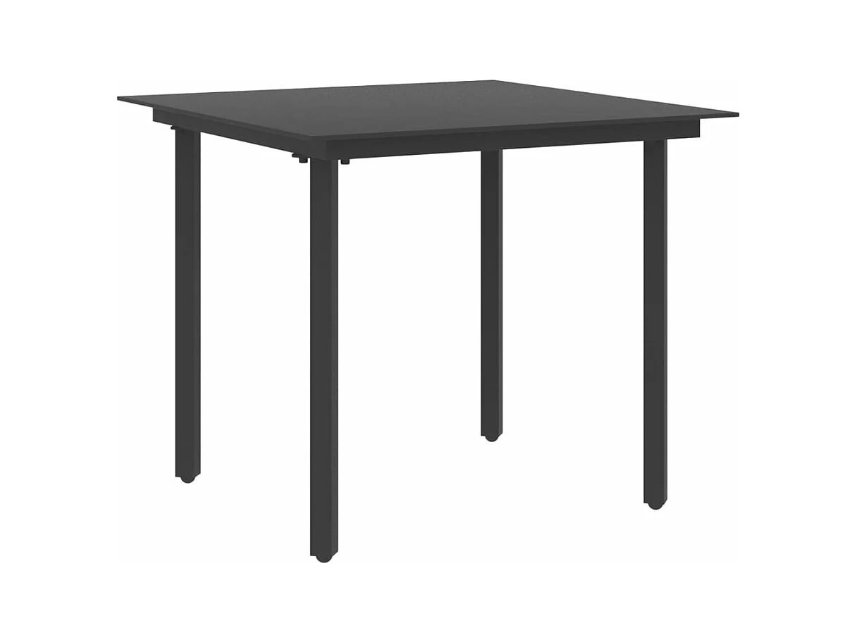 Garten-Esstisch Schwarz 80x80x74 cm Stahl und Glas