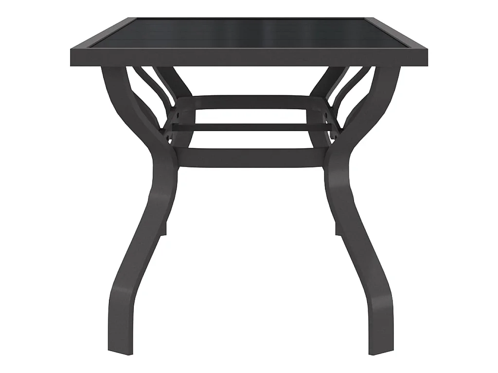 Tuintafel 180x80x70 cm staal en glas grijs en zwart