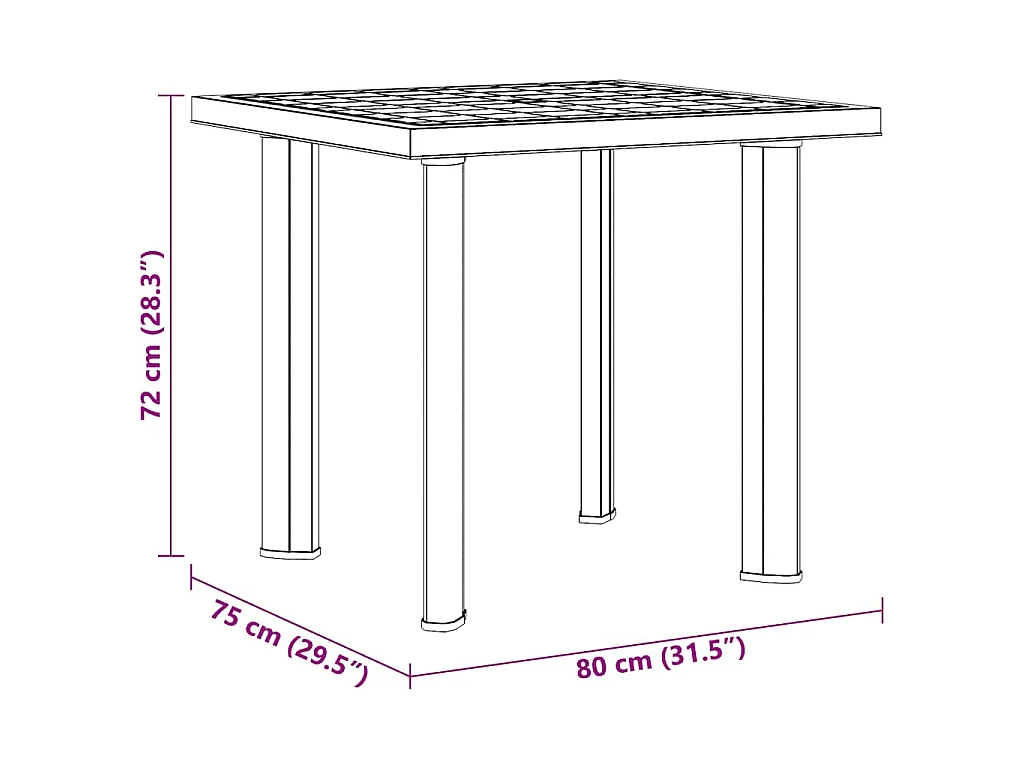 Tavolo da Giardino Antracite 80x75x72 cm in Plastica