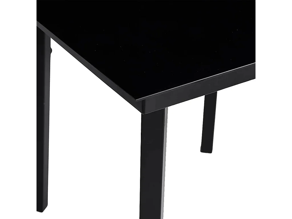 Table à dîner de jardin Noir 140x70x74 cm Acier et verre