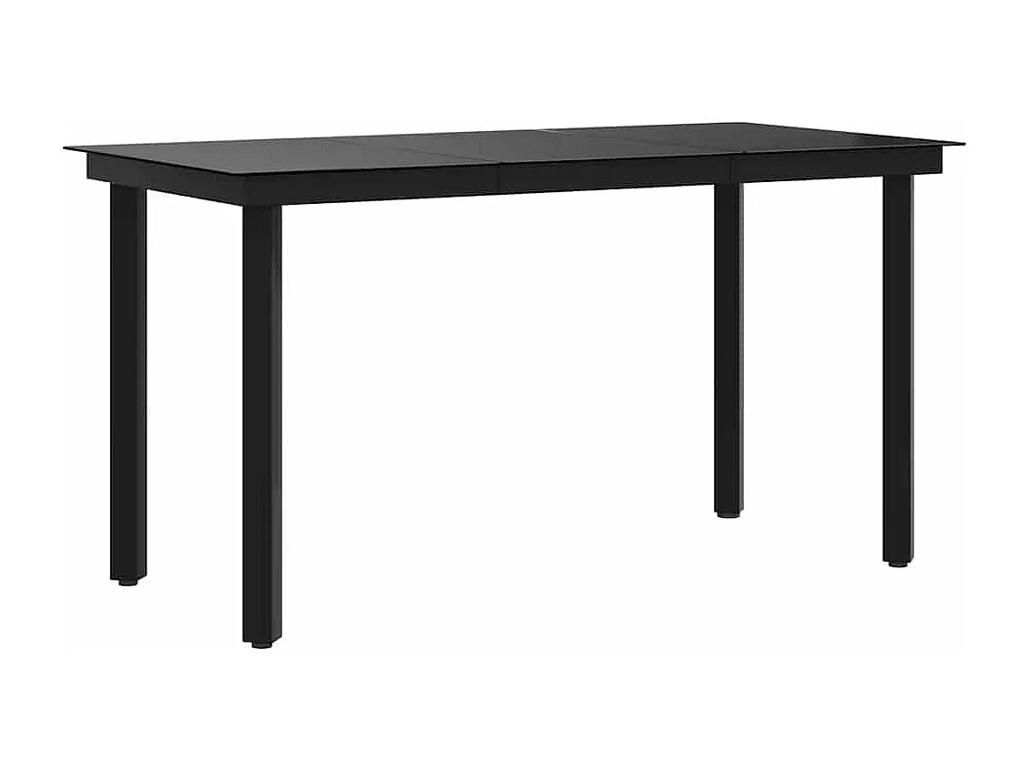Table à dîner de jardin Noir 140x70x74 cm Acier et verre