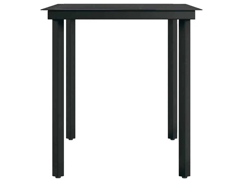 Table à dîner de jardin Noir 140x70x74 cm Acier et verre