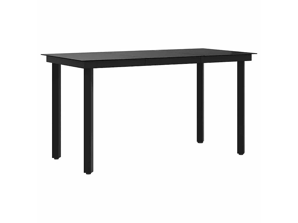 Table à dîner de jardin Noir 140x70x74 cm Acier et verre